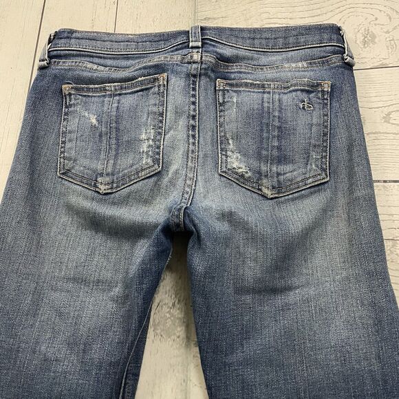Rag & Bone Women's Size 25 Blue Distressed Low-Rise Stretch Denim Skinny Jeans - Picture 3 of 11